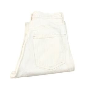 AGOLDE 90s Ripped Denim Jeans Button Fly Raw Hem Straight Leg White Size 24